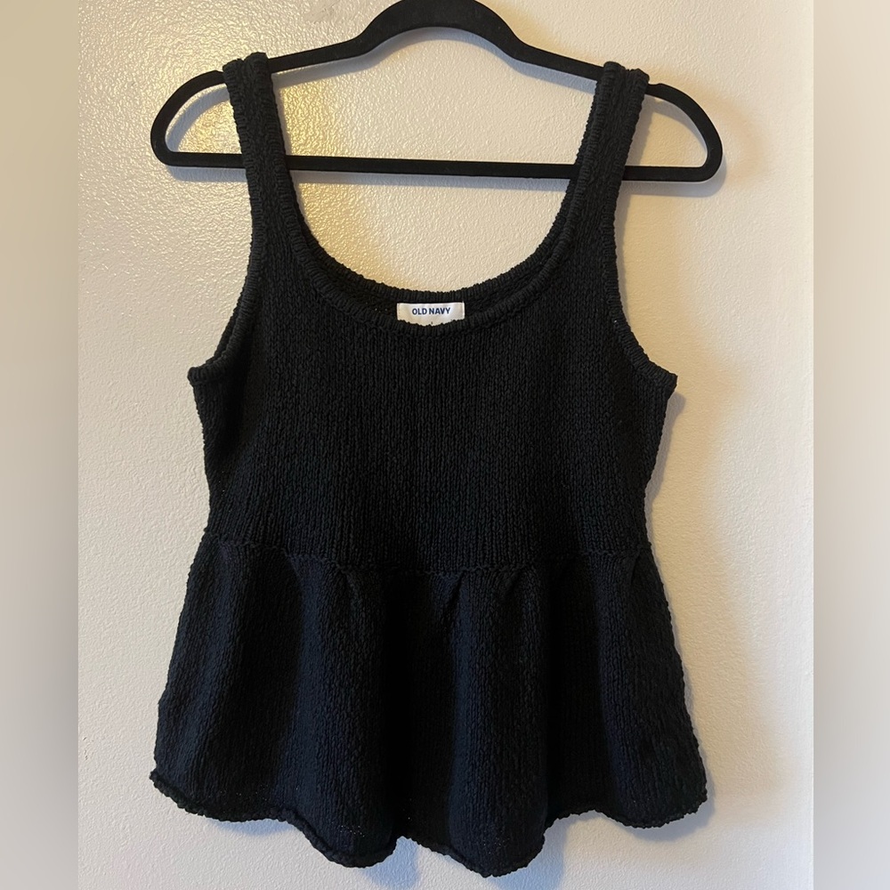 Old Navy Black Sleeveless Peplum Tank Top